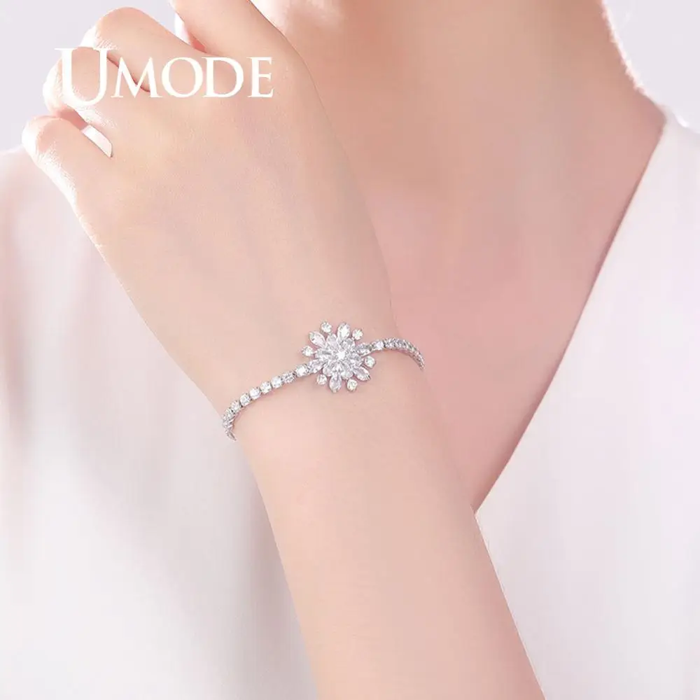 UMODE фейерверк CZ хрустальные браслеты для женщин Femme модные теннисные и свадебные