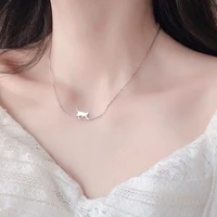 new fashion walking cat curved cute animal necklace for women simple silver color pendant clavicle chain necklace jewelry