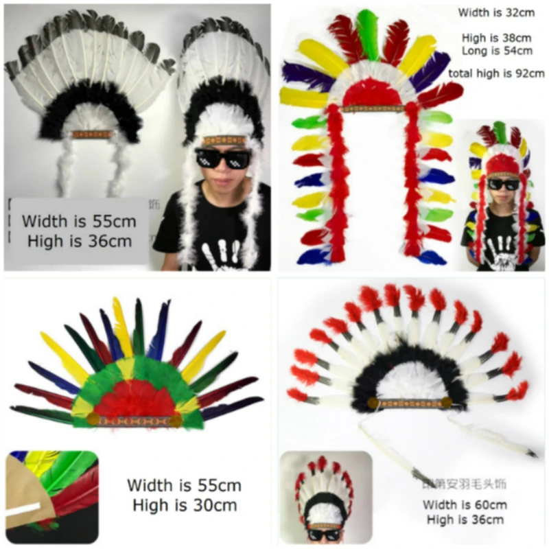 Косплэй аборигенов перья из Индии Для головного убора Savage роль Опора вождя Череп