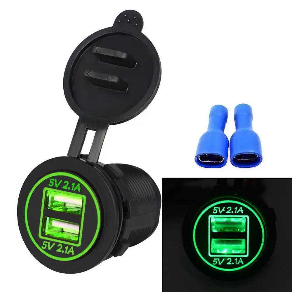 

12V 24V Motorcycle Car Dual USB Charger Socket 5V 4.2A Adapter Power Outlet