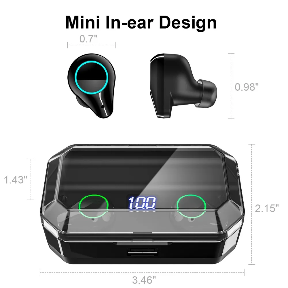 QCR T9 TWS беспроводные bluetooth-наушники 9D стерео IPX7 водонепроницаемый 7000 мАч светодиодный внешний Смарт-аккумулятор наушники держатель телефона
