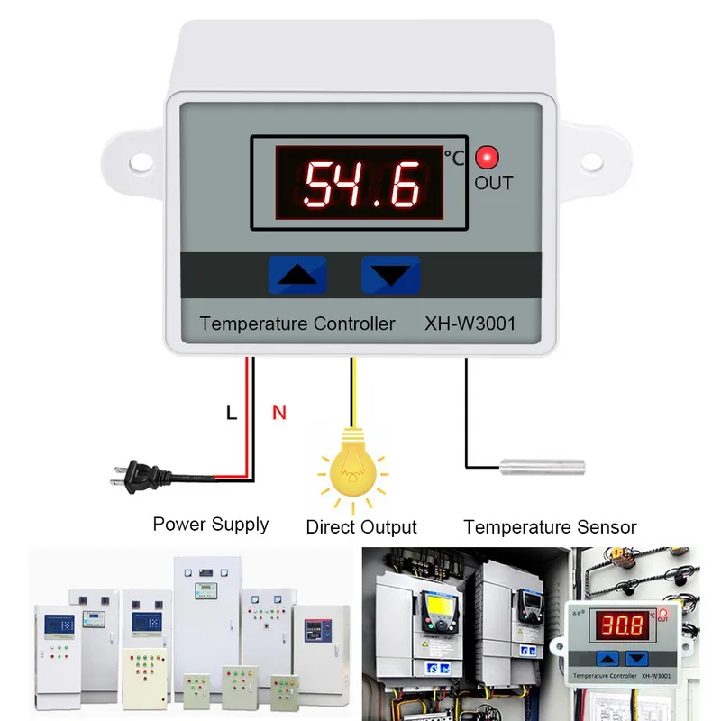 12/24/110/220V AC Microcomputer XH-W3002 W3001 LED Temperature Control Incubator Cooling Heating Switch Thermostat With Probe |