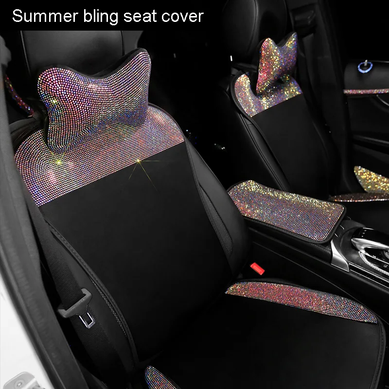Bling Color Rhinestone Universal Ice Silk Car Seat Cover Diamond Auto Seat Cushion Interior Accessories Front Seat Pad for Women Bling Color Rhinestone Universal Ice Silk Car Seat Cover Diamond Auto Seat Cushion Interior Accessories Front Seat Pad for Women