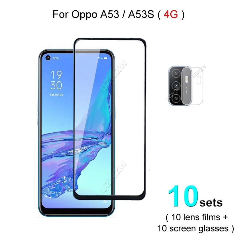

10 комплектов для Oppo A53s / A53 защита для экрана защитное закаленное стекло Взрывозащищенная и пленка для объектива камеры