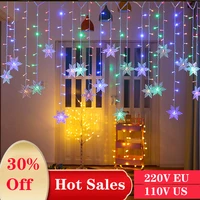 3 2m new christmas lights snowflake decoration led fairy string lights flash light for 2022 new year curtain outdoor party decor