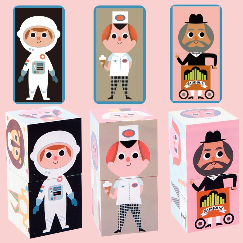 Детские игрушки 6 шт. деревянные 3D Пазлы для дошкольного возраста кубики