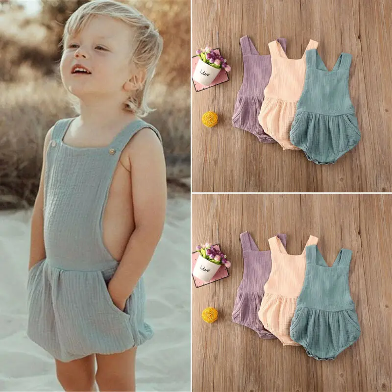 

0-24M Infant Baby Boy Girl Bodysuit Romper Jumpsuit Summer Outfit Bib Pants Clothes