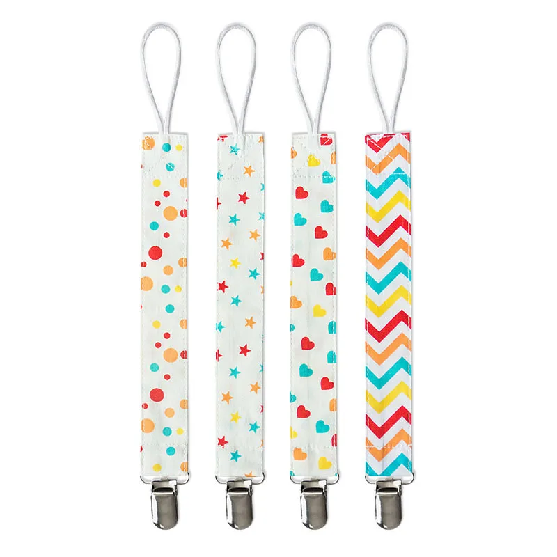 Clips para chupete de beb&eacute;, cadena de algod&oacute;n, correa de hebilla antica&iacute;da, 4 unids/lote-1