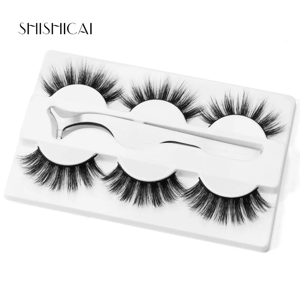 3 пары 3D норковые ресницы ручной работы накладные натуральное драматическое