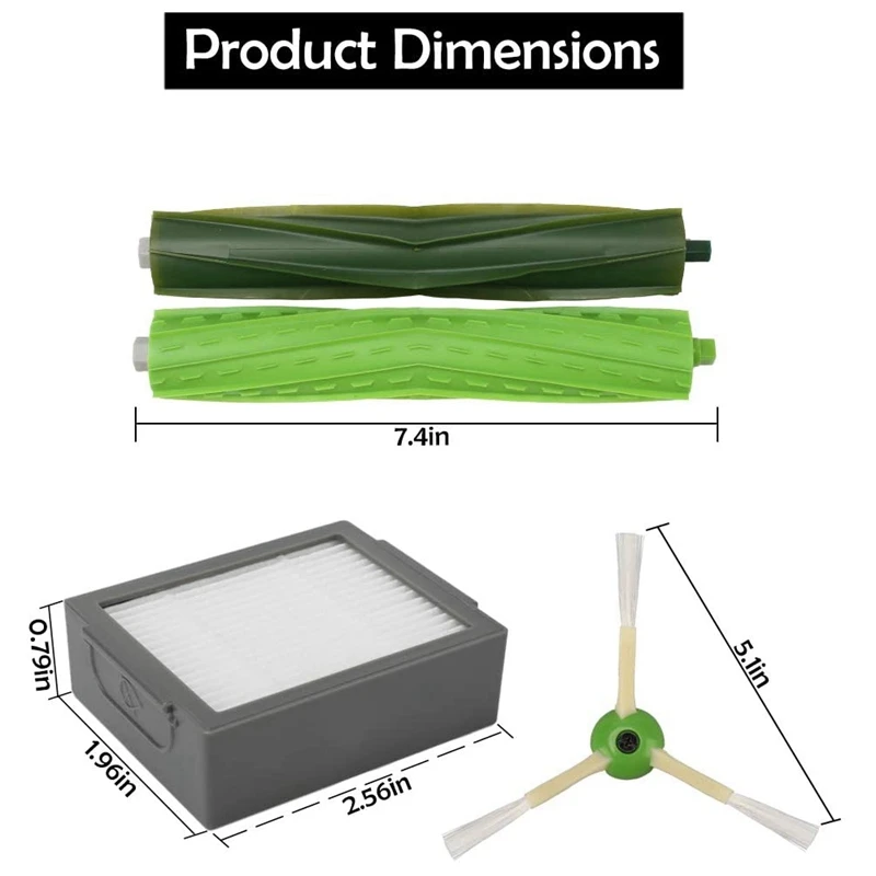 

Replacement Parts for IRobot Roomba I & E Series I7 I7+ I8 I3 I6+ Plus E5 E6 E7 Vacuum Filter, Side Brush, Rubber Brush