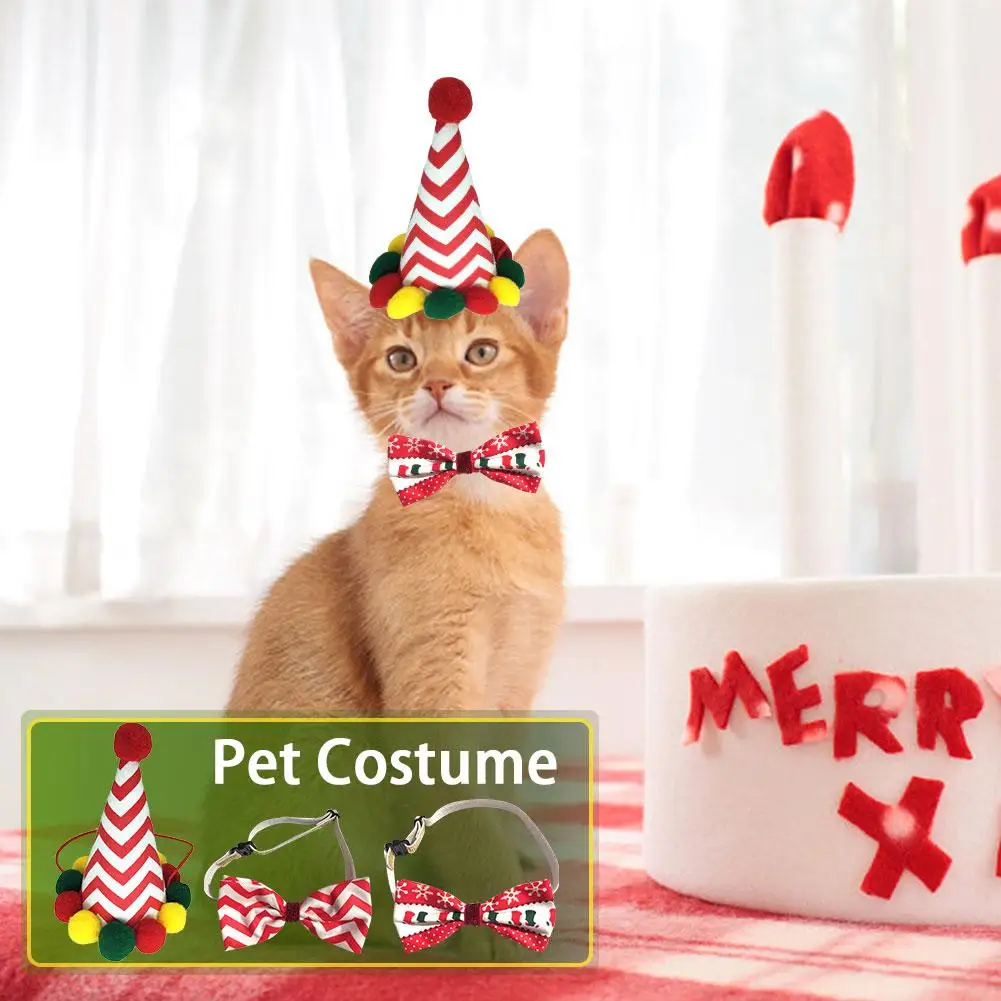 Рождественский костюм для питомца Рождественская шляпа собаки галстуки бабочки