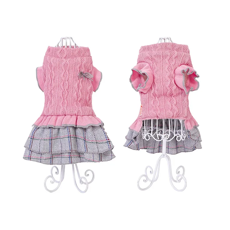 Милое клетчатое зимнее платье принцессы маленький щенок юбка-пачка с
