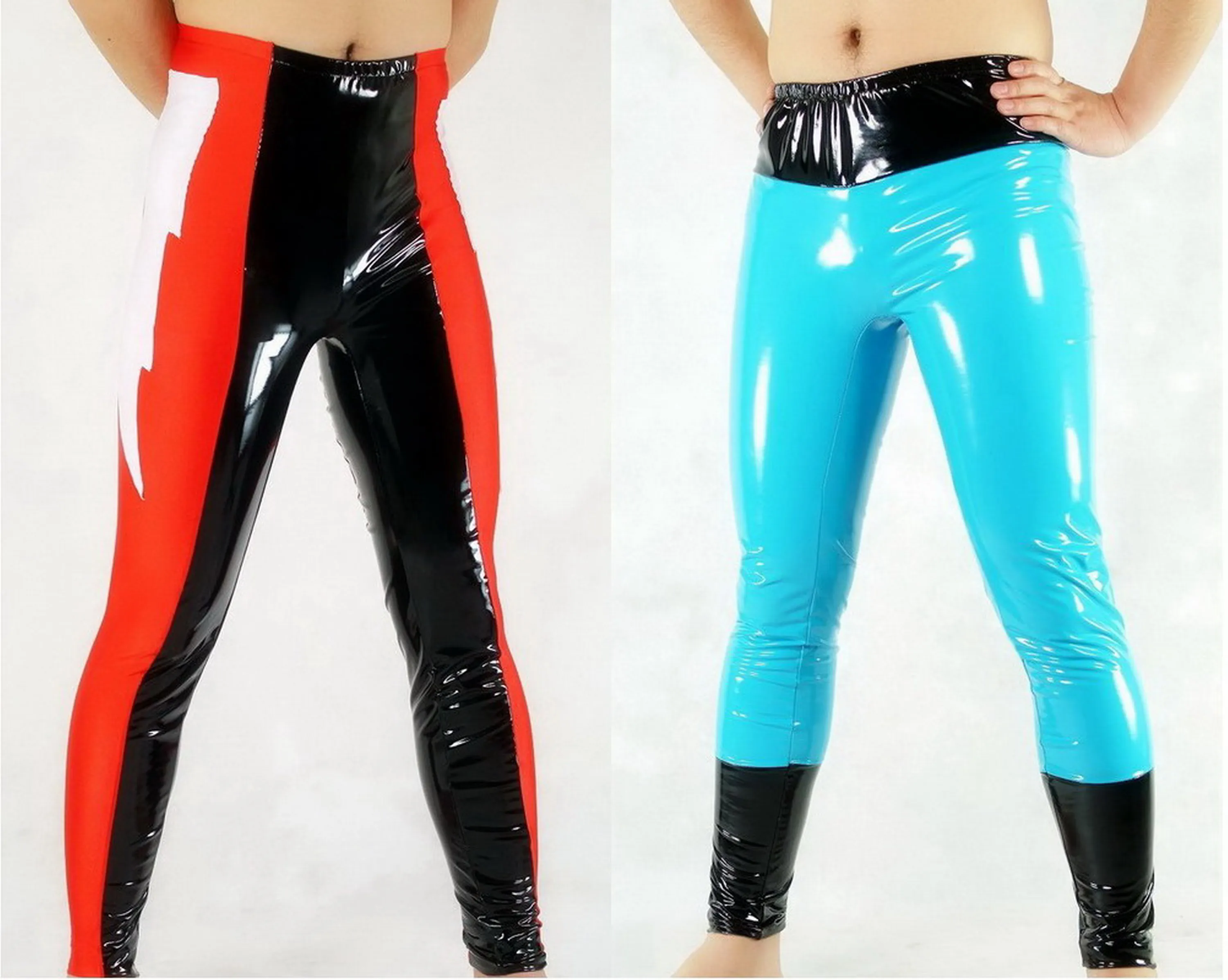 2 стиля новинка лайкра зентай спандекс сексуальные брюки из ПВХ черного синего и