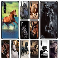 running horse animal soft shockproof case for oppo a53 a52 a9 2020 black shell for realme 8 7 6 pro c3 c21 silicone phone cover