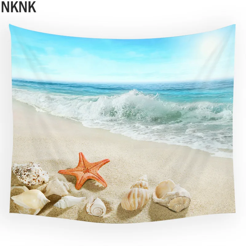 Морской Пляжный Пейзаж океан волна восход солнца лодка морская звезда ракушка