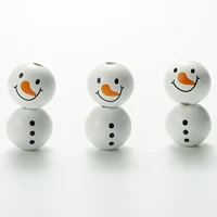 christmas day ornaments 20mm wood making round snowman seed beads handwork diy pendant accessories