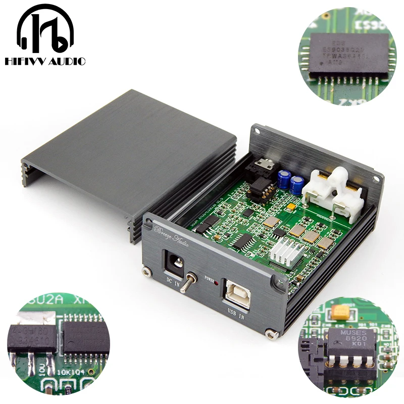 Hifi DAC PC декодер ES9038Q2M и XMOS u208 USB вход RCA и 3,5 мм выход для усилителя DSD PCM dac