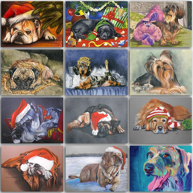 

Full Square/Round 5D Diy Diamond Painting Animal Bulldog 3D Diamond Embroidery Christmas Dog Cross Stitch Mosaic Gift Home Decor
