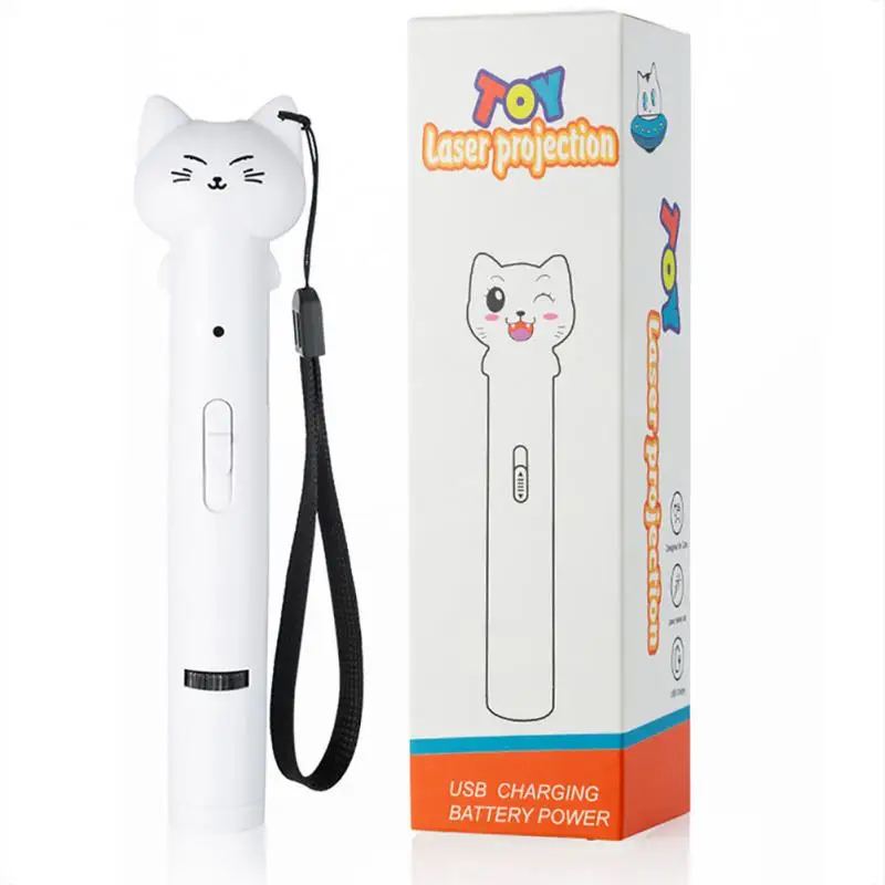

USB Rechargeable Laser Toy Funny Cat Laser Pointer Multi-pattern Projection Interactive Animation Mouse Shadow Cat stick Newest