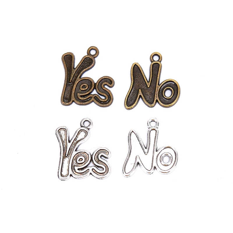 10Pcs/Set Alloy Retro English Letter Charms Yes NO Pendant/Earring DIY Making Jewelry Craft Free Shipping | Украшения и