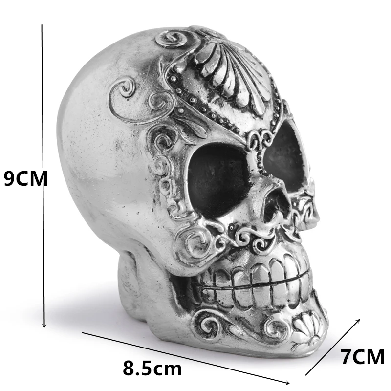 Рок панк Готик серебряный старый узор из смолы череп статуя скульптура Личность