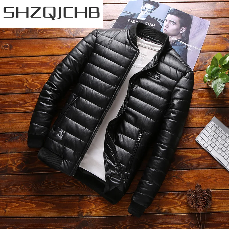 

SHZQ размера плюс 8XL зимняя кожаная куртка мужская одежда 2021 Толстая теплая парка Мужская Уличная одежда из искусственной кожи зимняя верхняя...