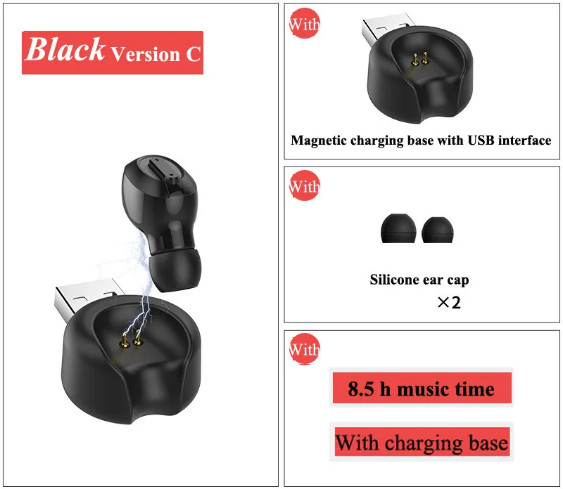 USB BLACK Новинка, мини T1 TWS 5,0, Bluetooth наушники, беспроводные стерео наушники-вкладыши с зарядной коробкой, микрофон, гарнитура для huawei, iphone, Xiaomi - Цвет: USB BLACK