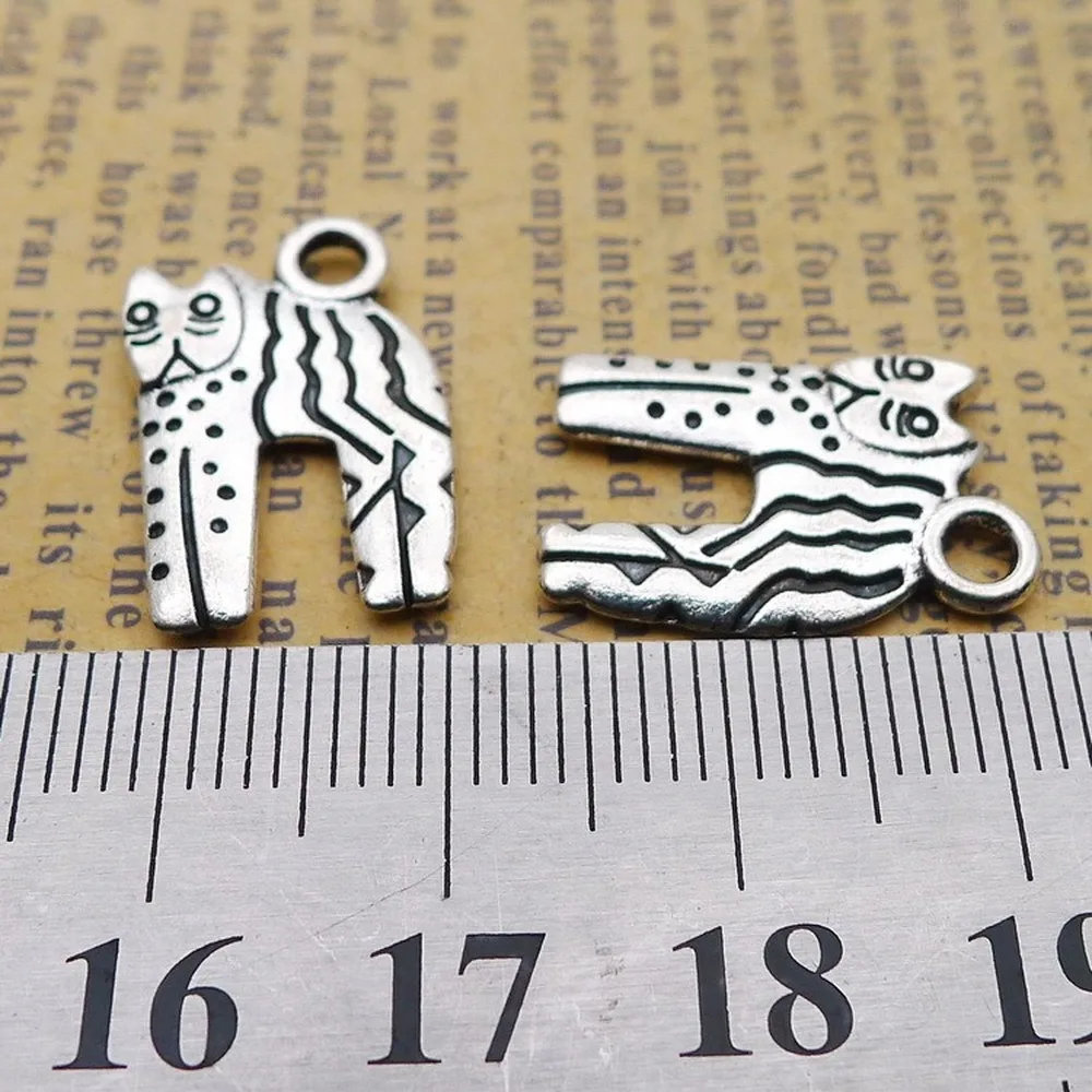 

150pcs Cat Charms 13mm x 20mm DIY Jewelry Making Pendant antique silver color