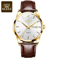 olevs 2020 new best selling mens watches luminous dual display leather waterproof sport quartz watch for men relogio masculino