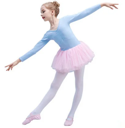 Балетное платье для детей с длинным рукавом из хлопка танцев балетное