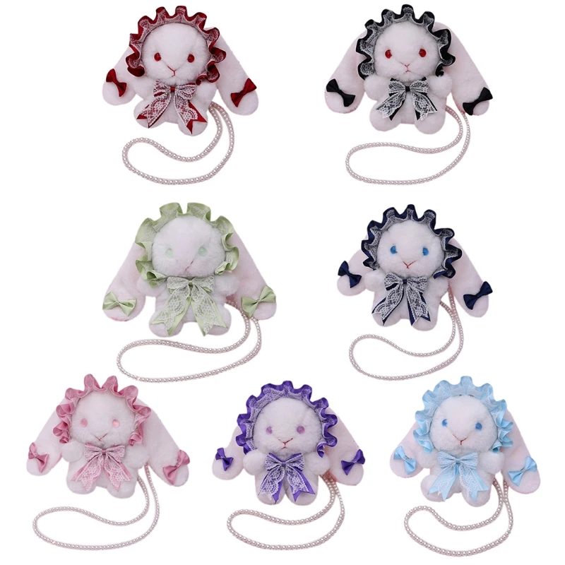 

Lolita Crossbody Messenger Shoulder Bag Kawaii Lace Bow Plush Bunny Doll Satchel