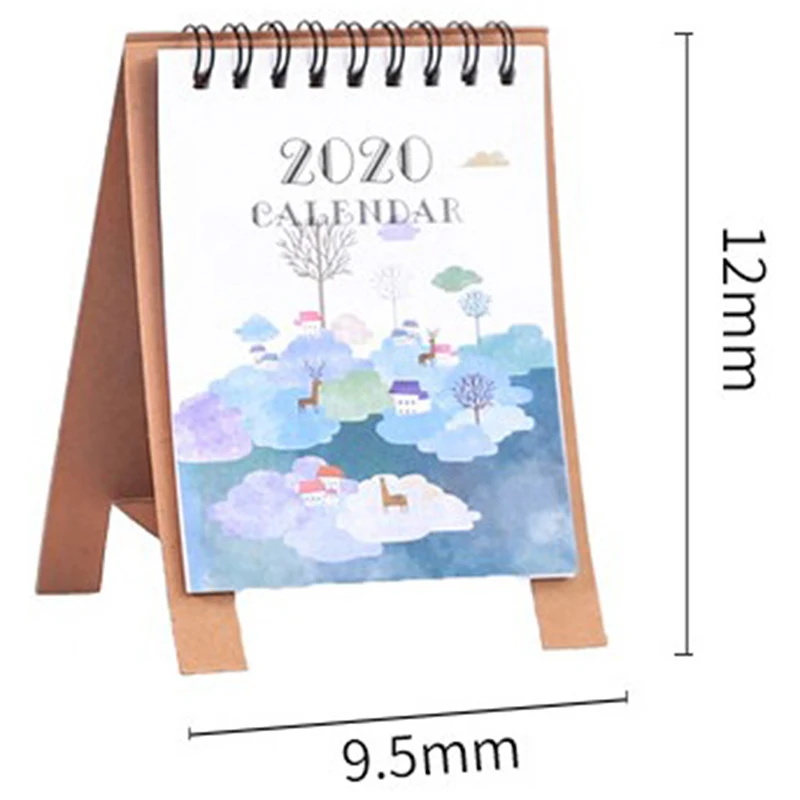 2020 свежий мультяшный мини Фламинго Настольный бумажный календарь ручной рисунок