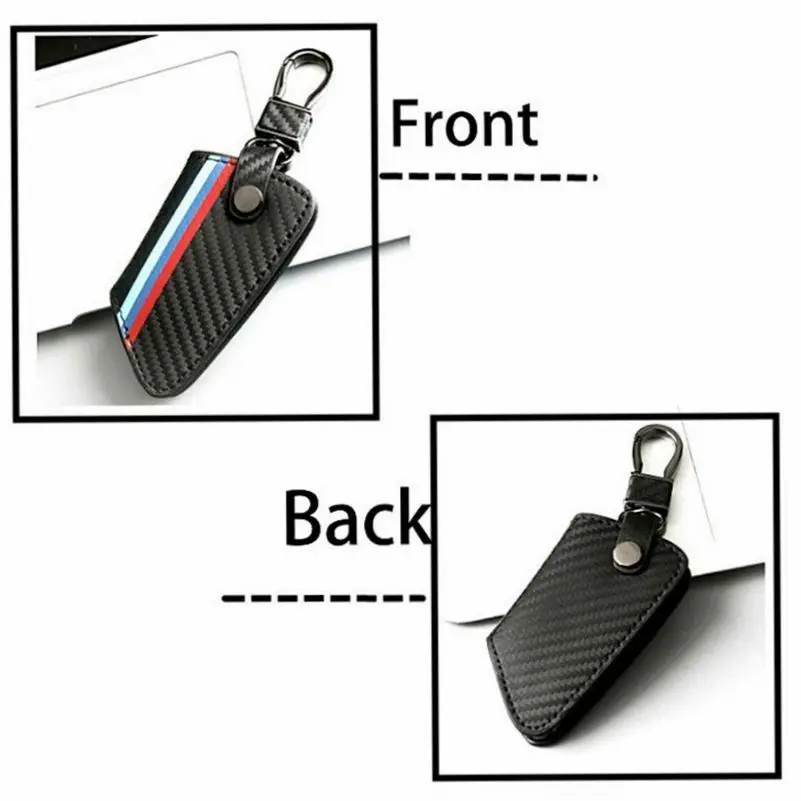 

Carbon Fiber Leather Remote Key Cover FOB Case for BMW X1 X5 X6 5 7 Series