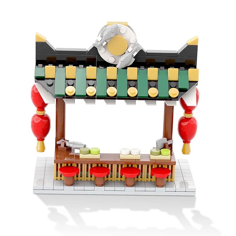 

Chinese Street Food Stnad Citys Street View Model Blocks DIY Educational Toys Assembling Bricks MOC-36963 Children's Gift
