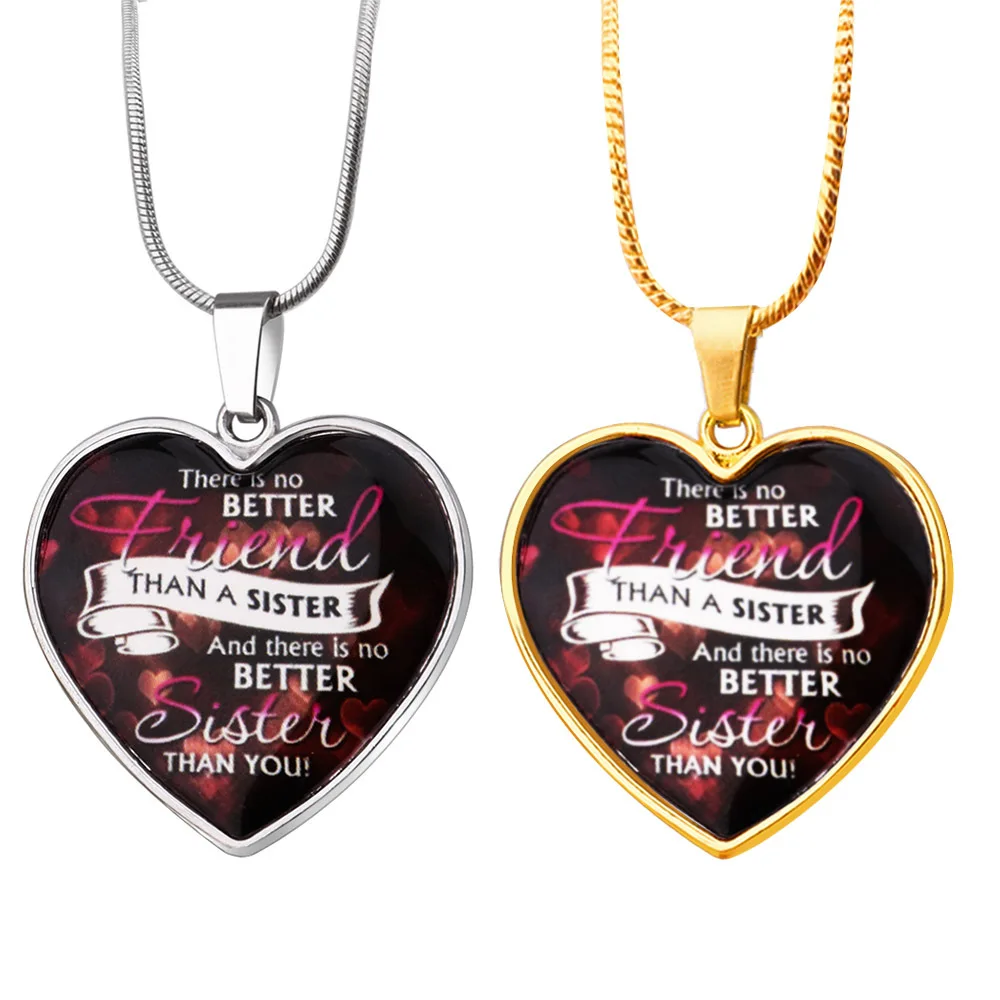 

Letter Best Sister Friend Heart Shape Pendant Necklace Women's Necklace New Fashion Metal Pendant Accessories Party Jewelry