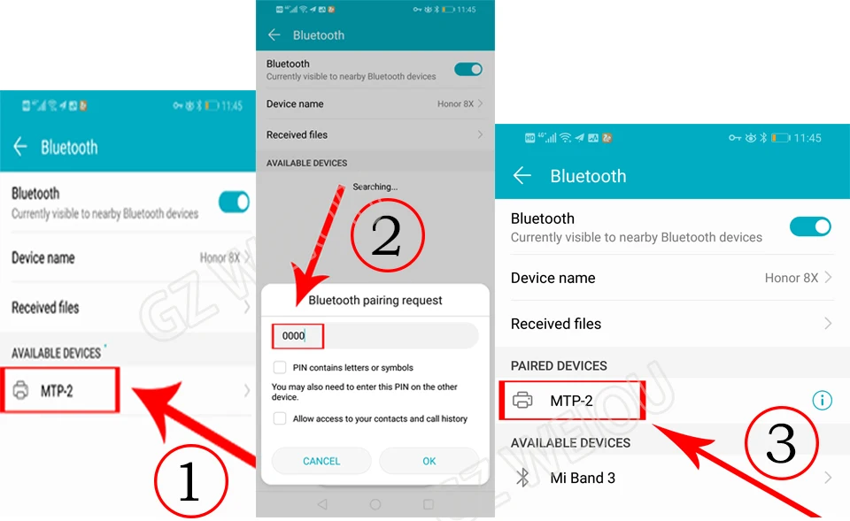 2-дюймовый Bluetooth Термальность принтер MTP-II Карманный принтер для Android и Windows
