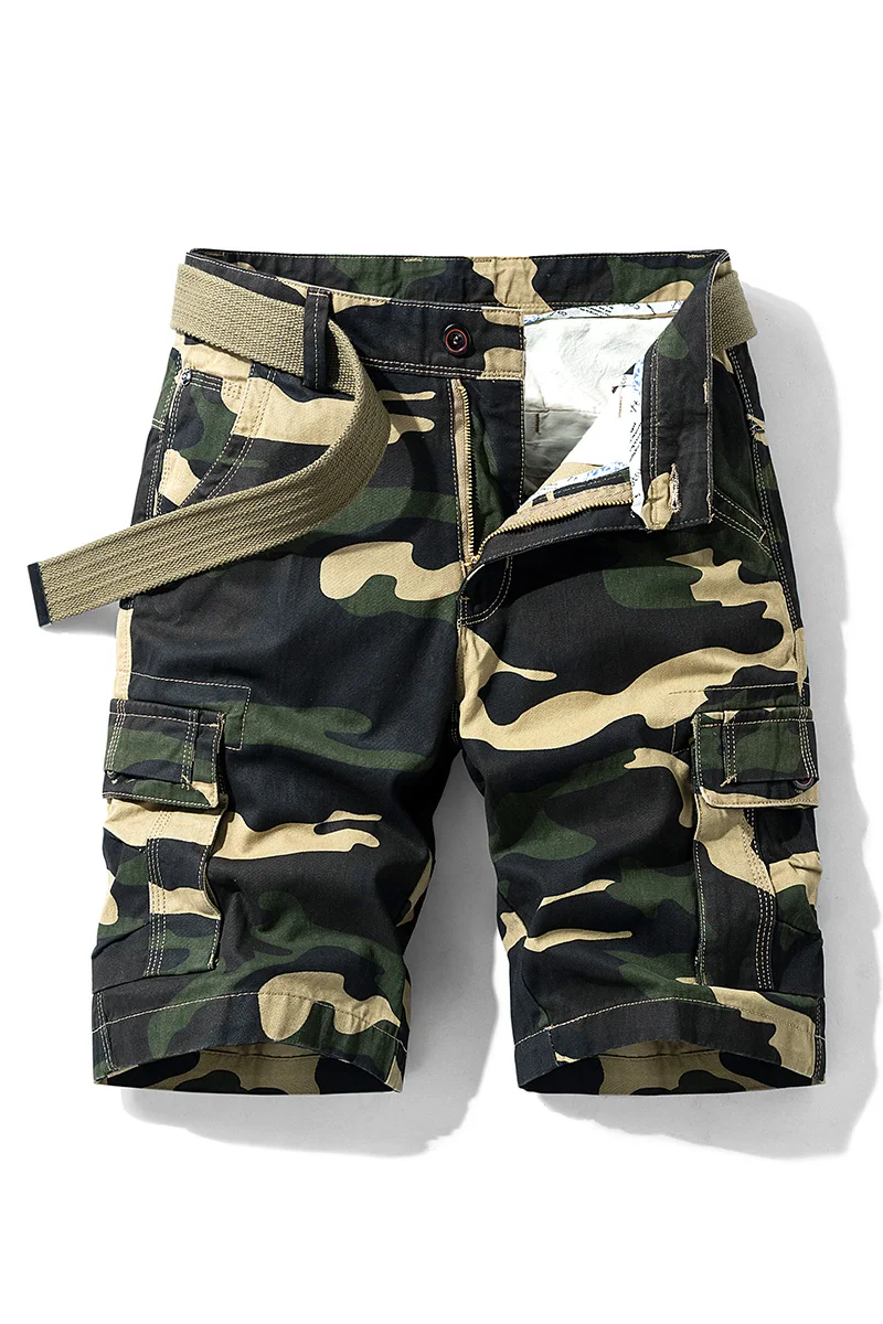 

2021 Summer Men's Camouflage Military Cargo Shorts Men Multi Pocket Casual Fitness Work Pants Male Tactical Shorts No Belt