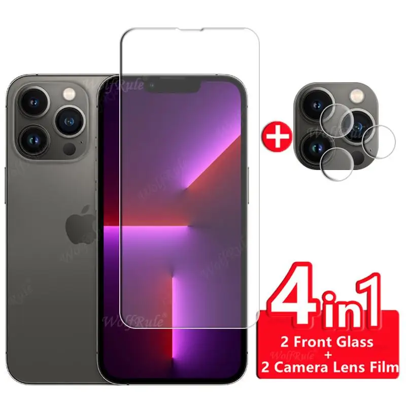 

4 в 1 для iPhone 13 Pro Max стекло для iPhone 13 Pro Max Закаленное стекло Защитная пленка для экрана для iPhone 13 Pro Max стекло