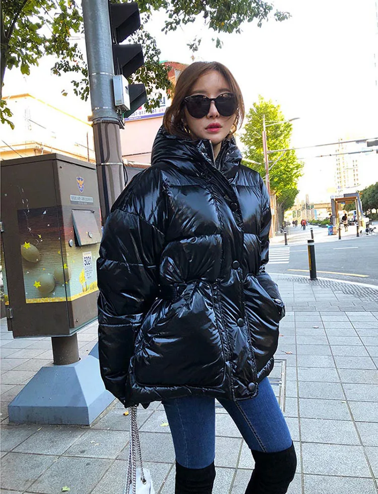 New Winter Women's Jacket hooded parka Bright Colors Insulated Puffy Coat collar hooded Parka Loose waist Belt outwear M192