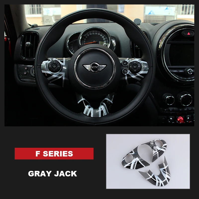 gray jack 3 шт. для MINI COOPER F54 F55 F56 F60 Countryman, Clubman рулевая панель мультимедийная Кнопка стикер Наклейка Обложка стикер чехол - Название цвета: gray jack