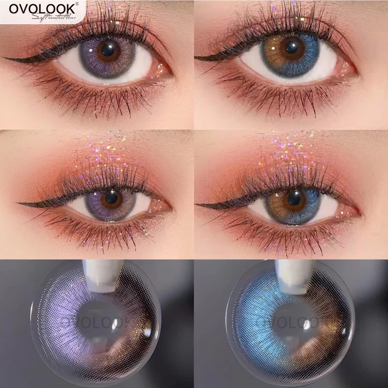

OVOLOOK-1 Pair(2pcs) Comestic Natural Colored Lenses for Eyes 2 Tone Series Color Contact Lenses Multicolored Beauty(DIA:14.2mm)