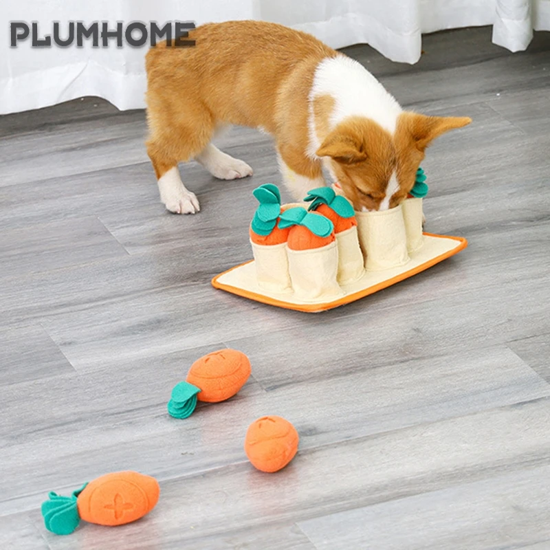 

Plush Carrot Pet Dog Snuffle Mat Sniffing Training Carrot Blanket Detachable Fleece Pads Dog Relieve Stress Nosework Puzzle Toy