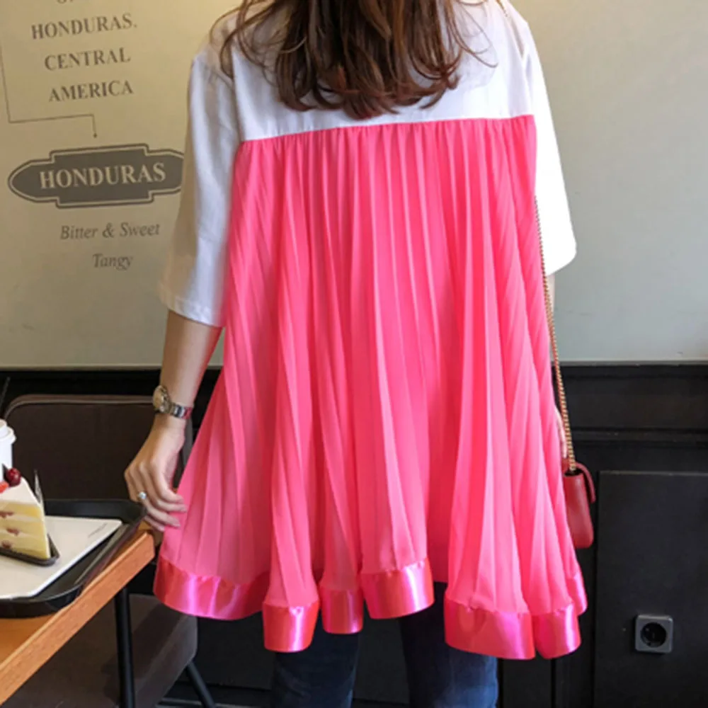 Женская футболка с коротким рукавом корейские модные летние сетчатые Лоскутные