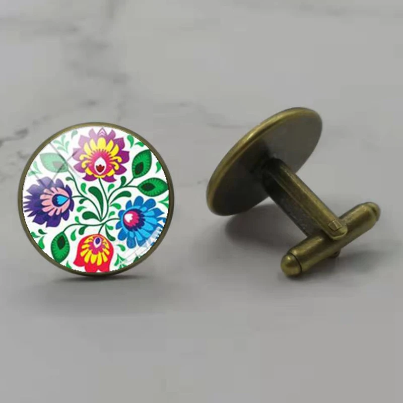 Новые полированные серьги с рисунком в стиле народного искусства цветок манжета