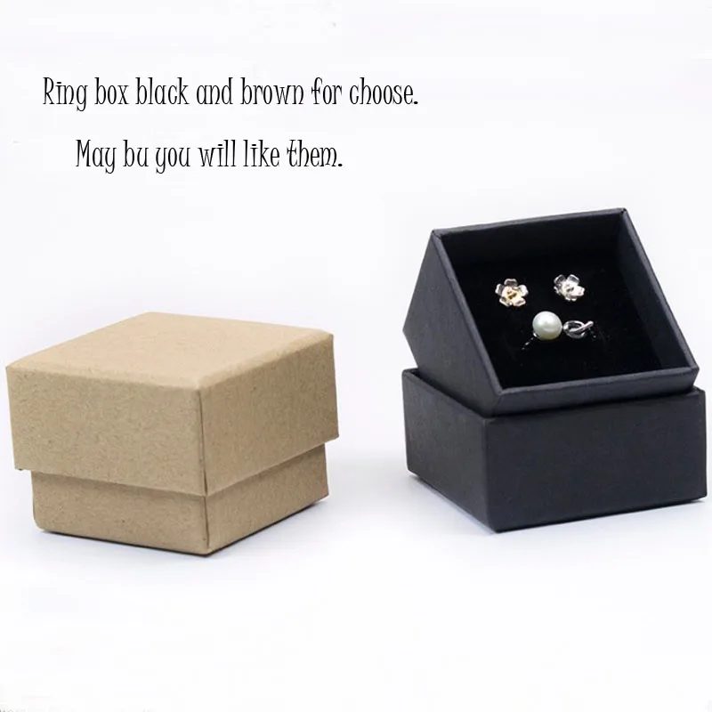 

Black Color Box For Jewelry 50pcs /lot Jewelry Organizer Box Engagement Ring For Earrings 5.3x5.3x4cm Kraft Paper Gift Boxes