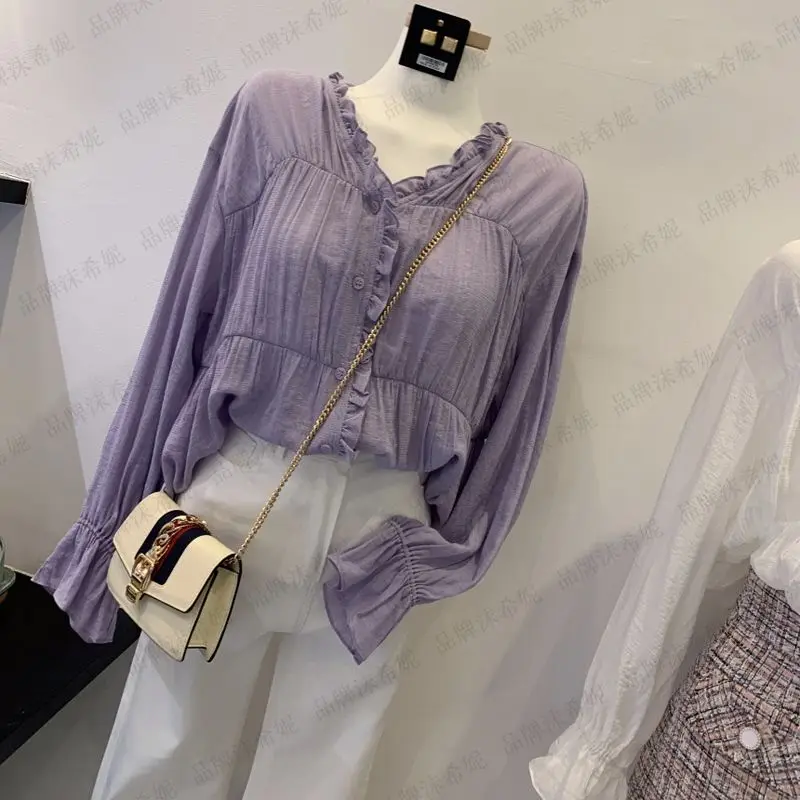 2020 весна лето осень Новая женская модная повседневная шифоновая рубашка блузка с