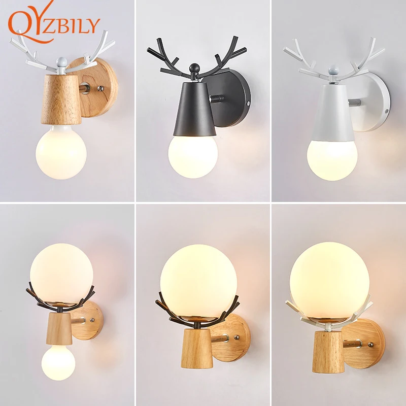 Современные настенные лампы комнатный деревянный настенный светильник E27 в