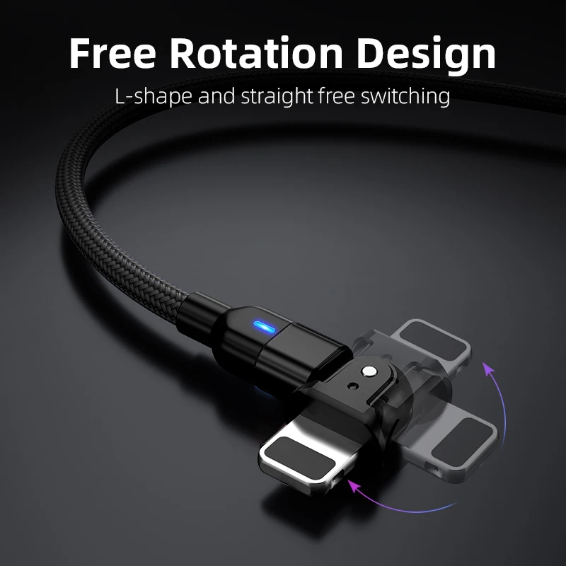 Кабель USB для iPhone 13 12 Pro Max 11 mini XR XS 8 7 6 Plus 5 180 SE с поворотом на 5s градусов быстрой