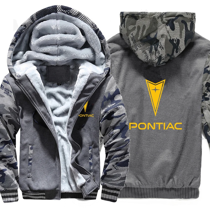 

Pontiac Hoodies Winter Camouflage Sleeve Jacket Men Fleece Pontiac Sweatshirts