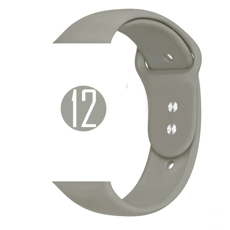 12 Stone Цветной мягкий силиконовый спортивный ремешок для Apple Watch Series 5 4 3 2 1 38 мм 42 мм резиновый ремешок для часов iWatch 5 4 40 мм 44 мм - Цвет ремешка: 12 Stone